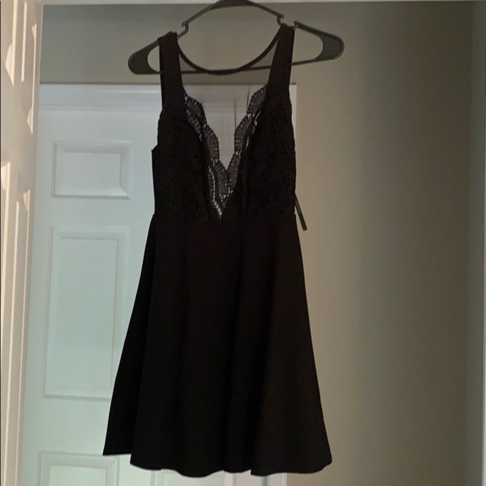 NWT Lulus Black Front Lace Mini Dress